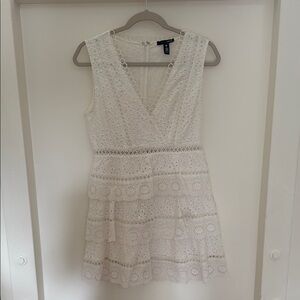 Aqua White Lace Mini Dress